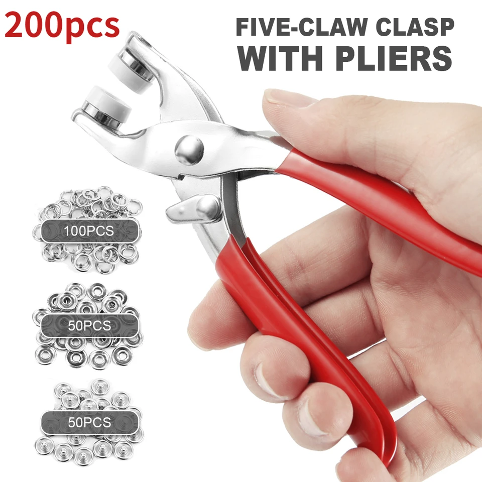 200pcs Snap Button Kit with Pliers Metal Press Studs Tool Kit Stainless  Steel Snap Fastener Kit Accessory for DIY Crafts Clothes - AliExpress