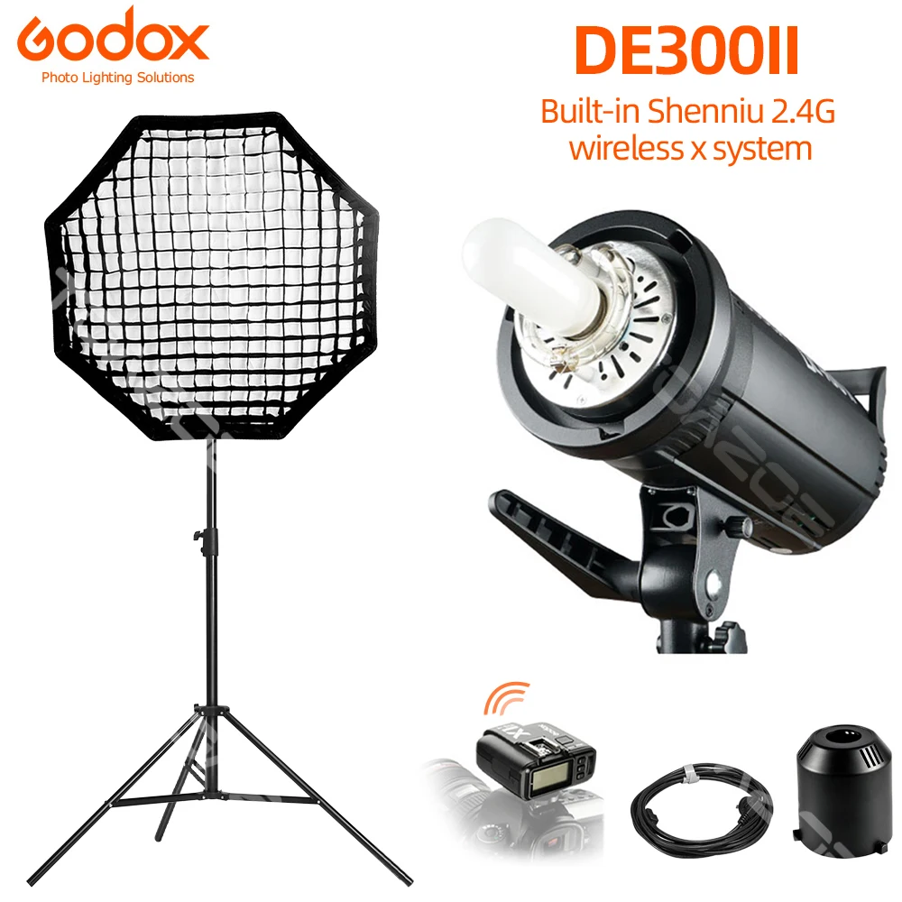 

Беспроводная студийная стробоскопическая вспышка Godox DE300II 300W GN76 2,4G