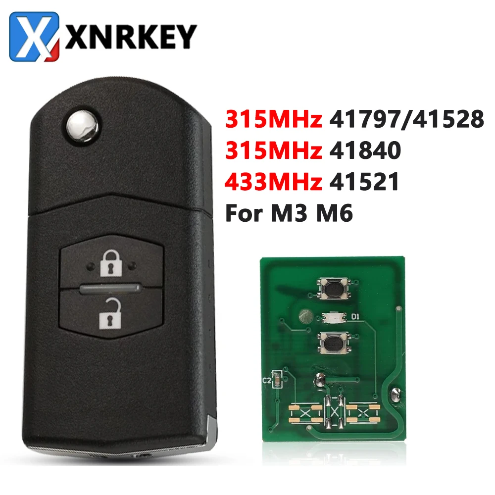 

XNRKEY складной брелок дистанционный флип Автомобильный ключ 2 кнопки 315 МГц/433 МГц 4D63 для Mazda 3 M3 Axela 6 M6 Atenza 41797/41528 41521 41840