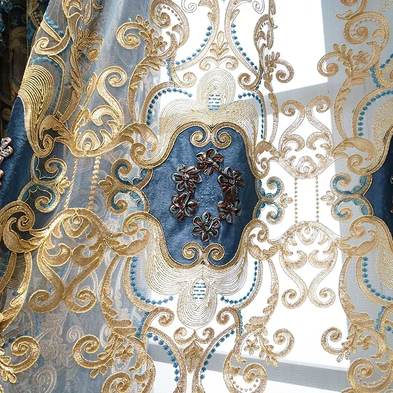 Embroidered Curtains for Living Room Dining Bedroom Valance European Style Chenille Luxury Shading Elegant Windows