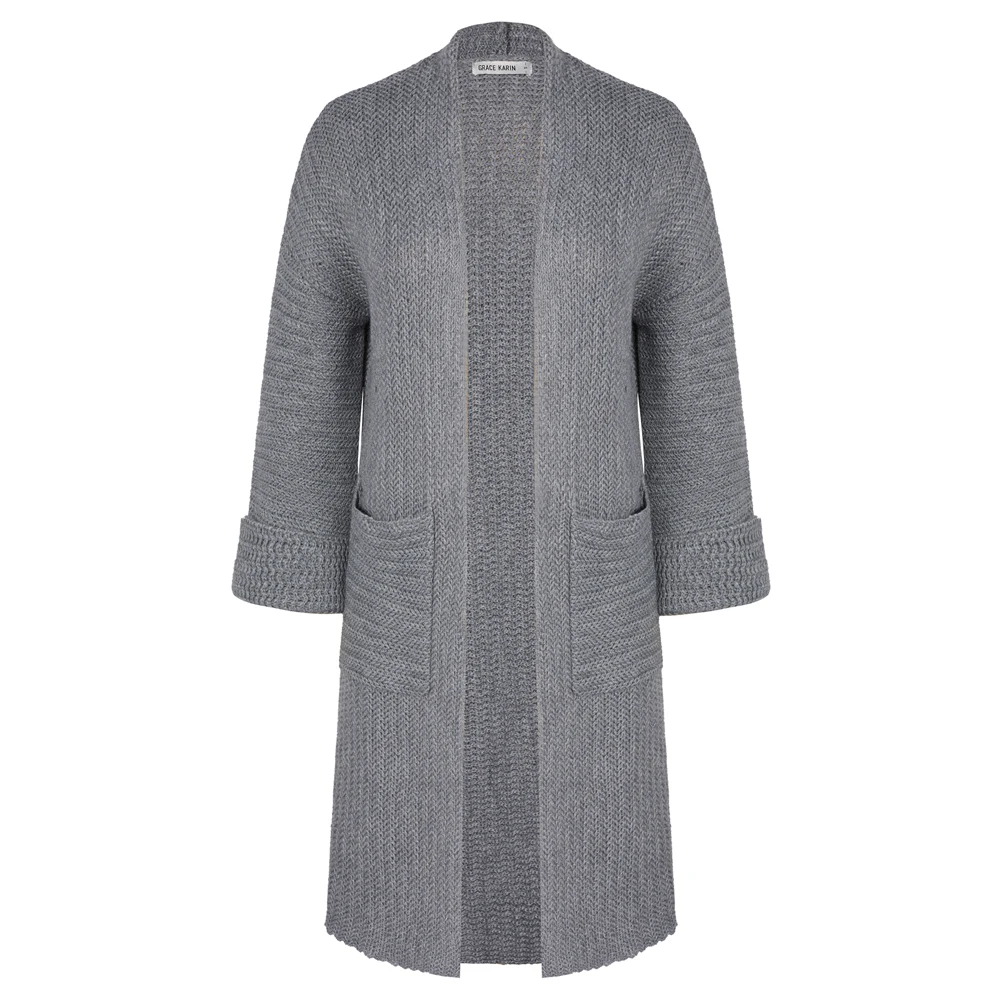 GK 여성용 가디건 스웨터, 캐주얼 질감 용수철, 긴팔 니트웨어, 어깨 무릎 길이 스웨터, 가을 패션