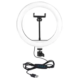 10-Inch LED Ring Light with Adjustable Brightness for Photography and Video Recording (WHITE)