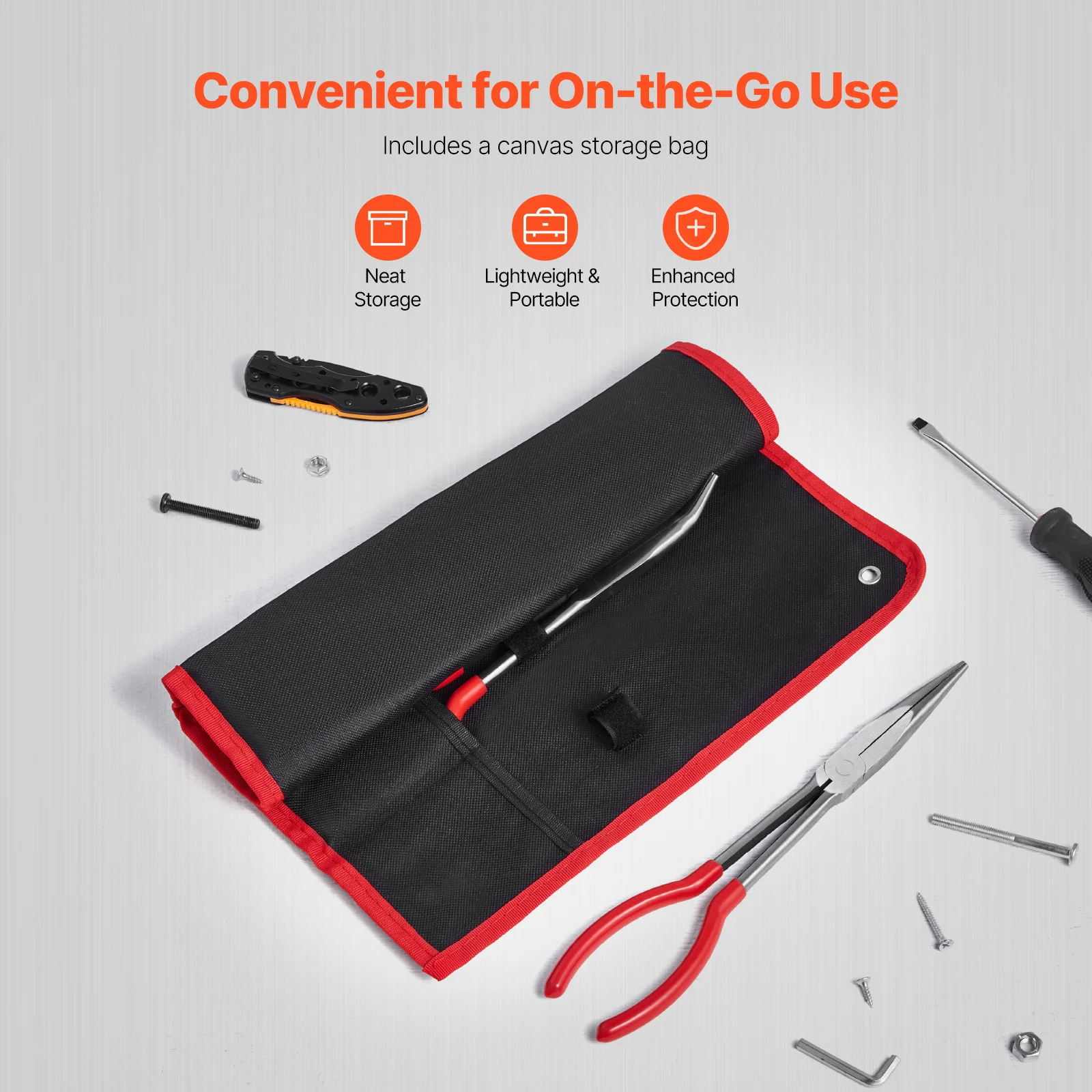 SucceBuy 5-Piece Needle Nose Pliers 11 in Long Needle Nose Pliers Set Diagonal Cutting Pliers 45°/90° Bent Round Nose Plier