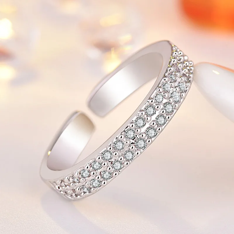 925 Sterling Silver Ring Adjustable Opening AAA Zircon For Women Wedding Fine Fashion Jewelry Gift silver rings silver ring wedding rings