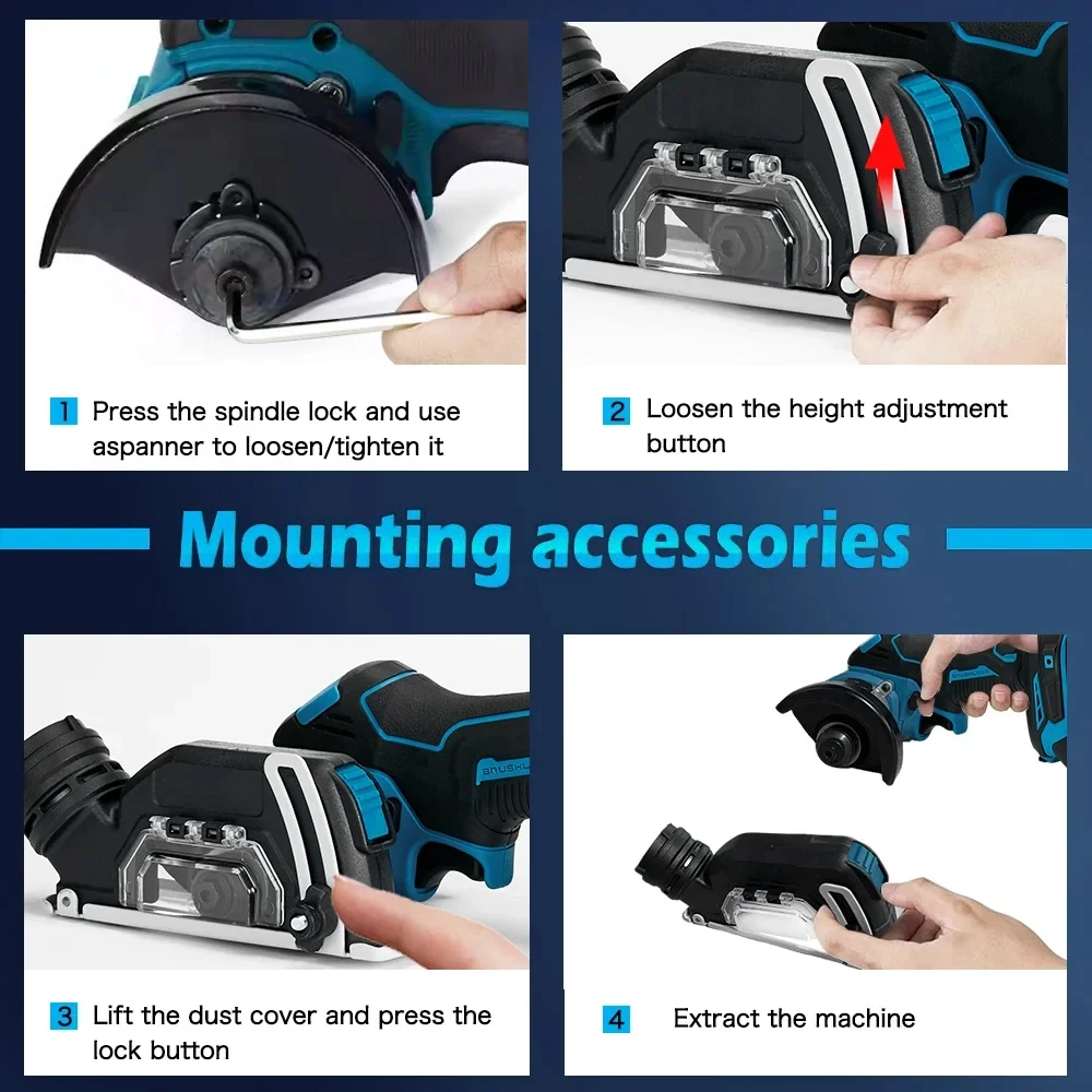 Compact Electric Angle Grinder Tool with Brushless Motor