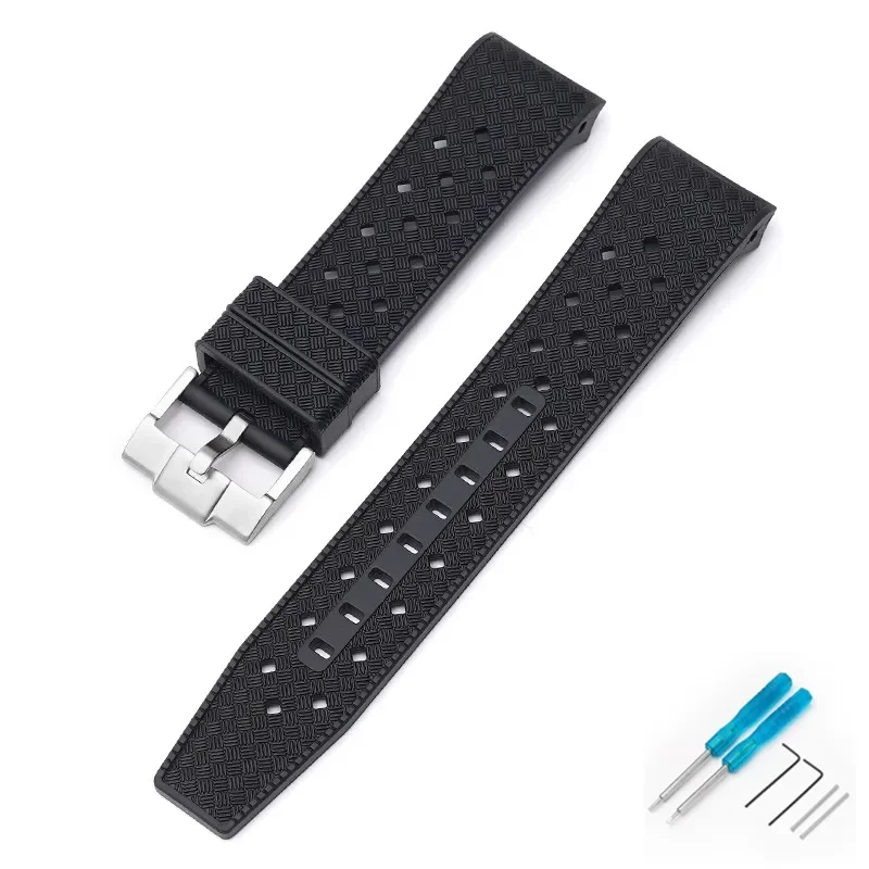 Curved End Waterproof Sport Silicone Watch Band - 22mm