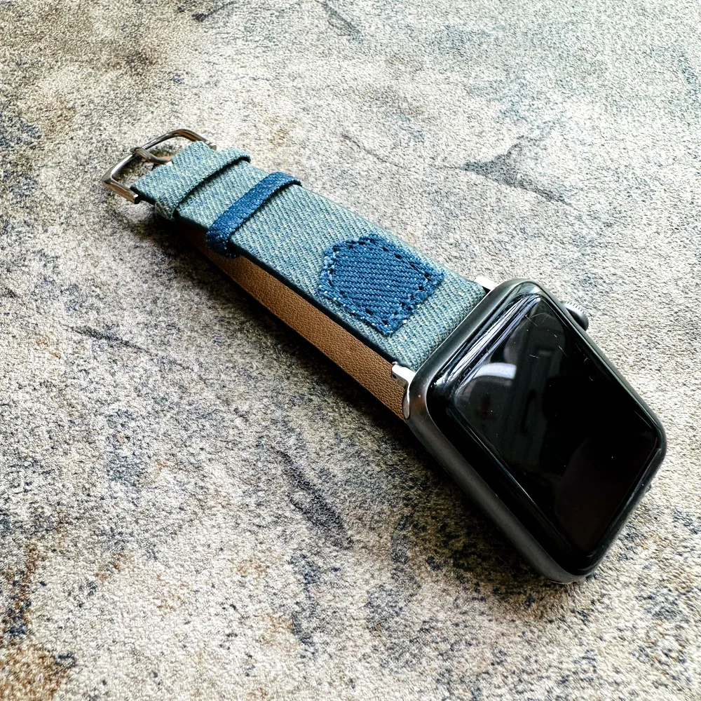 애플 워치 밴드용 청바지 데님 스트랩, 원단 가죽 iWatch 팔찌 시리즈 8, 7, 6, 5, 4, 3, SE 울트라, 49mm, 45mm, 44mm, 41mm, 40mm, 42mm