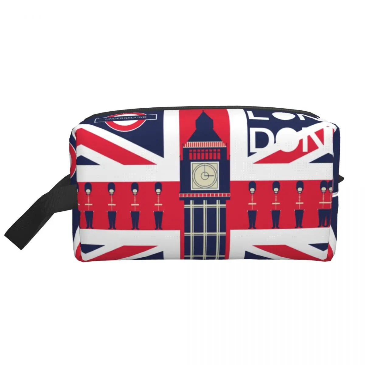Custom Vintage British Flag With London Symbol Cosmetic Bag Fashion Union Jack Makeup Case Beauty Storage Toiletry Bags 2
