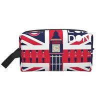 Custom Vintage British Flag With London Symbol Cosmetic Bag Fashion Union Jack Makeup Case Beauty Storage Toiletry Bags 2