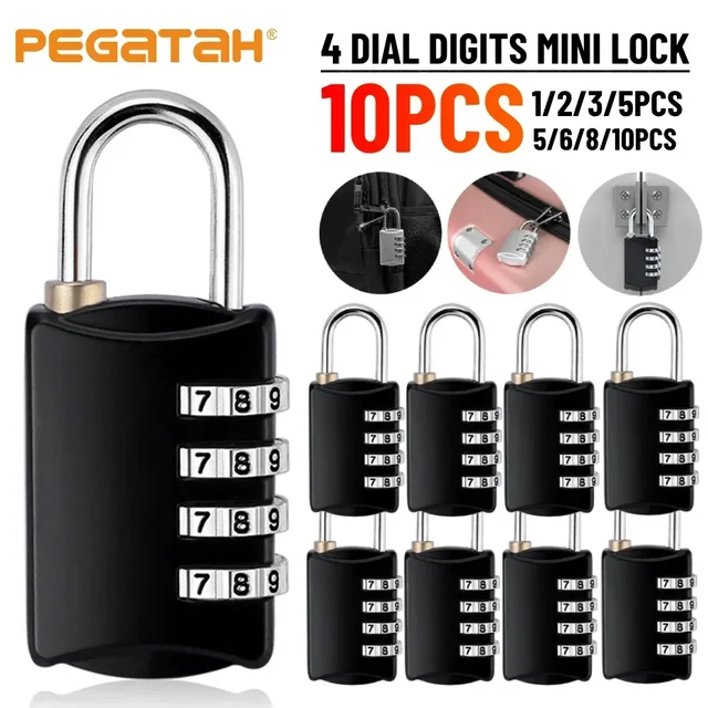 1-10PCS 4 Dial Digit Password Locks Resettable Mini Lock Number Password Combination Padlock Security Lock for Luggage Suitcase 1