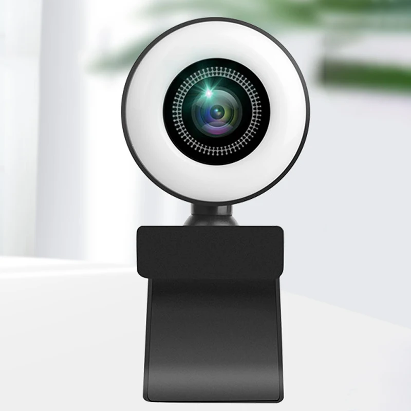 Webcam 1080P Mini Camera with Ring Fill Light Microphone for Youtube PC Laptop for PC Webcam