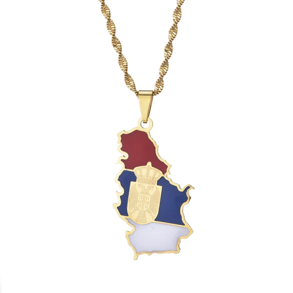 Serbia Eagle Map Flag Pendant Necklaces for Women Men Srbija Jewelry Serbian 4