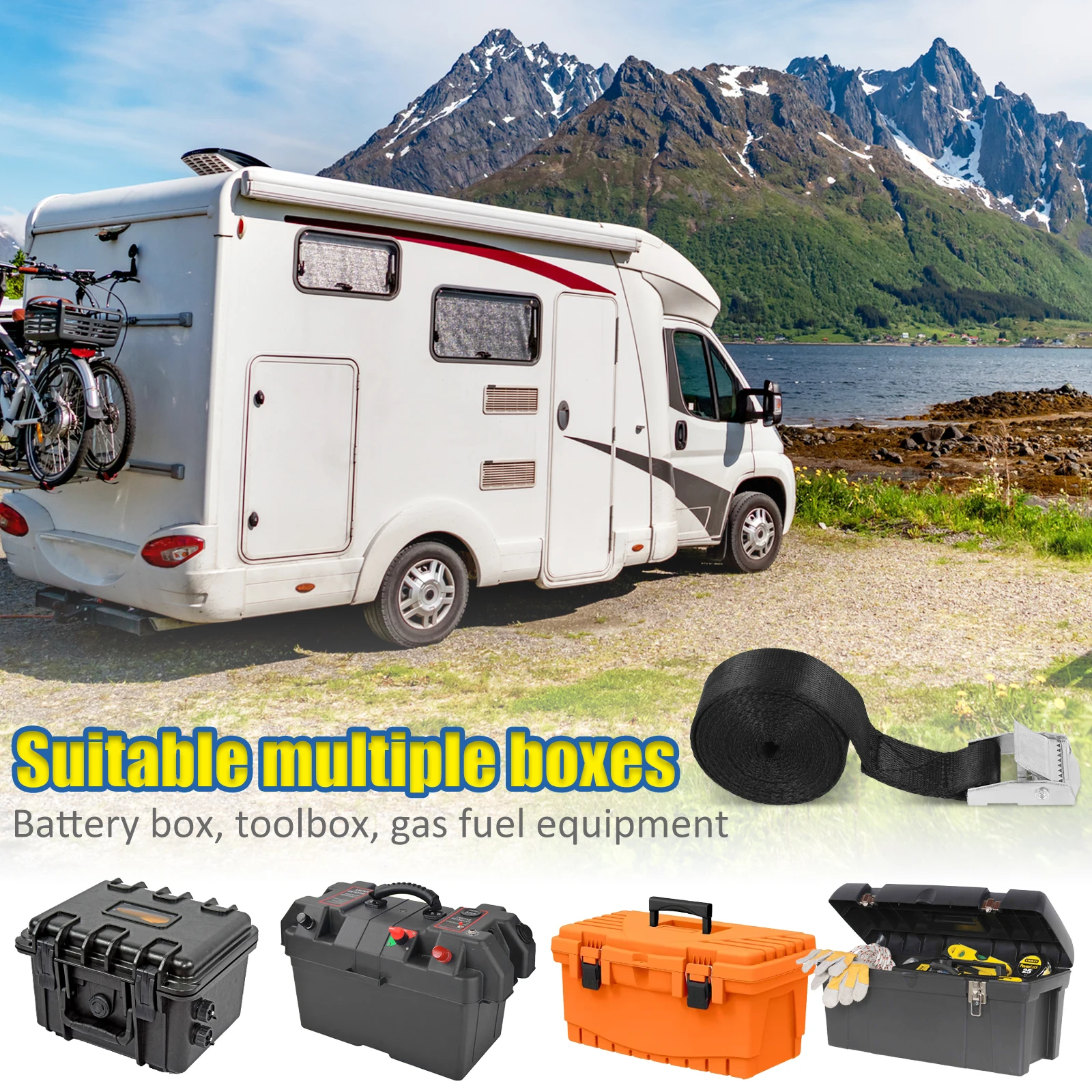Battery Tie Down Strap Kit Nylon Portable Travel Cargo Tie Down Luggage Lash Belt Strap With Cam Buckle Outdoor Camping Tools