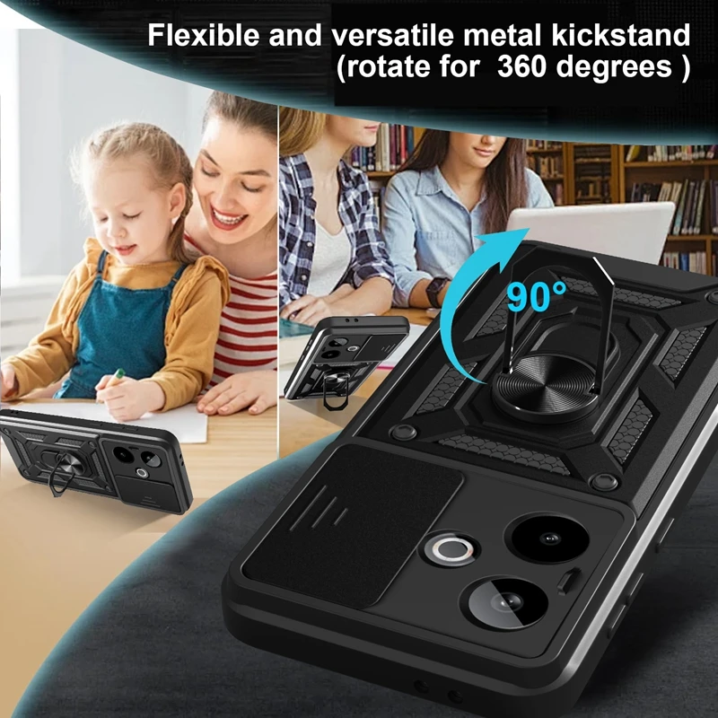 Durable Magnetic Ring Holder Armor Shockproof Case with Lens Protection