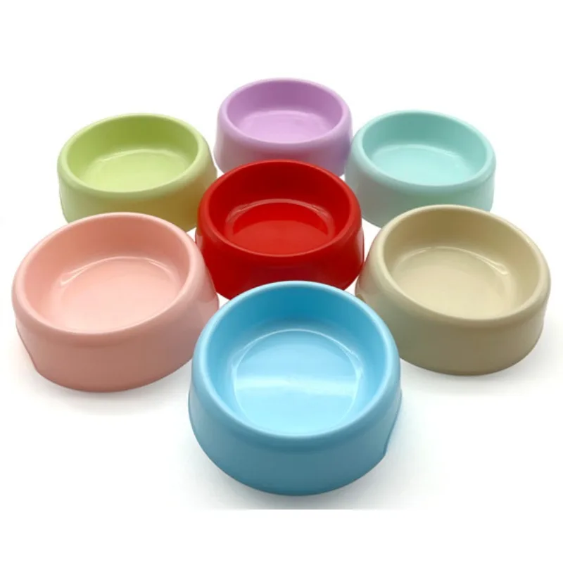 

High Quality Solid Color Pet Bowl Candy Color Lightweight Plastic Single Dog Cat Pet Bowl Pet Feeding Bowl Set