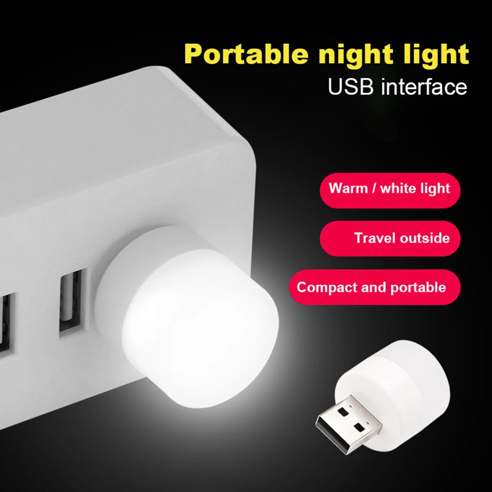 USB Plug Lamp LED Night Light Computer Mobile Power Charging Small Book Lamps Eye Protection Table Reading Light Mini Light_voghion.com