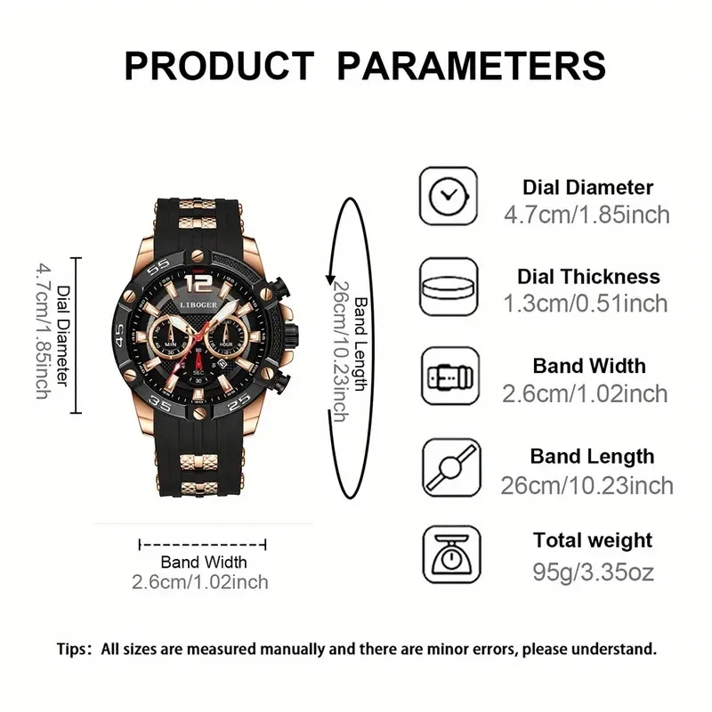 1pcs Men's Watch Sport Business Calendar Watches Fashion Casual Silicone Quartz Watch Men's Gift (Box Not Included)