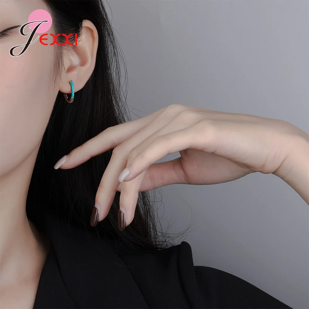 Neue Marke Hohe Qualität 925 Sterling Silber Geometrie Tropf Öl Ohrringe Für Mädchen Frauen Braut Sterling Schmuck – Detail 4