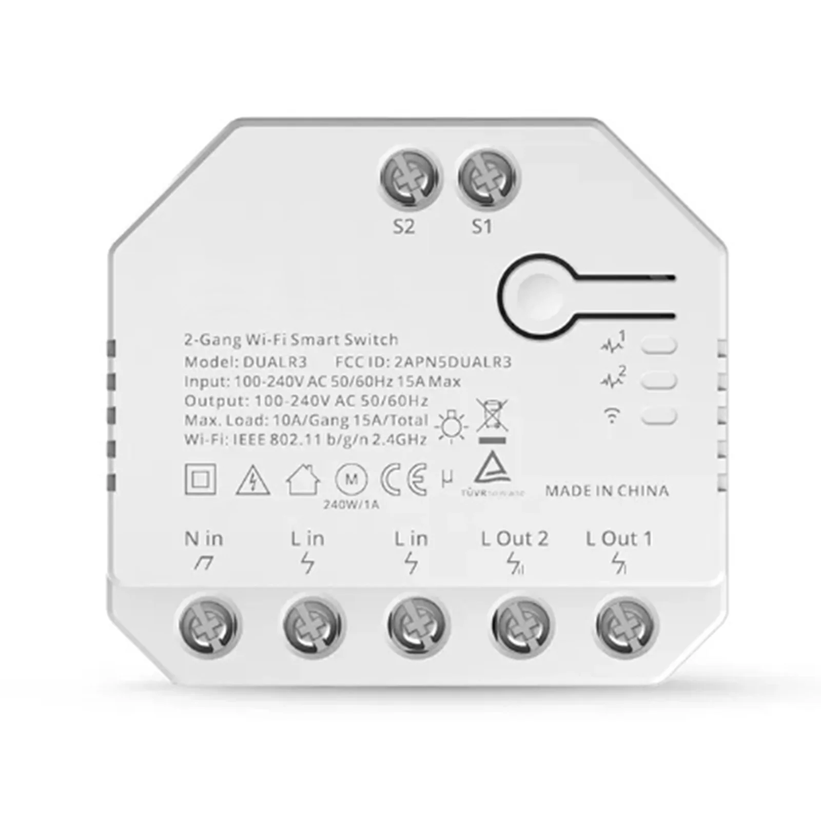 

Voice Control Switch Smart Relay Switch Blinds Electric Appliance -10℃-40℃ 100-240V AC 54x49x24mm 802.11b/g/n Smart