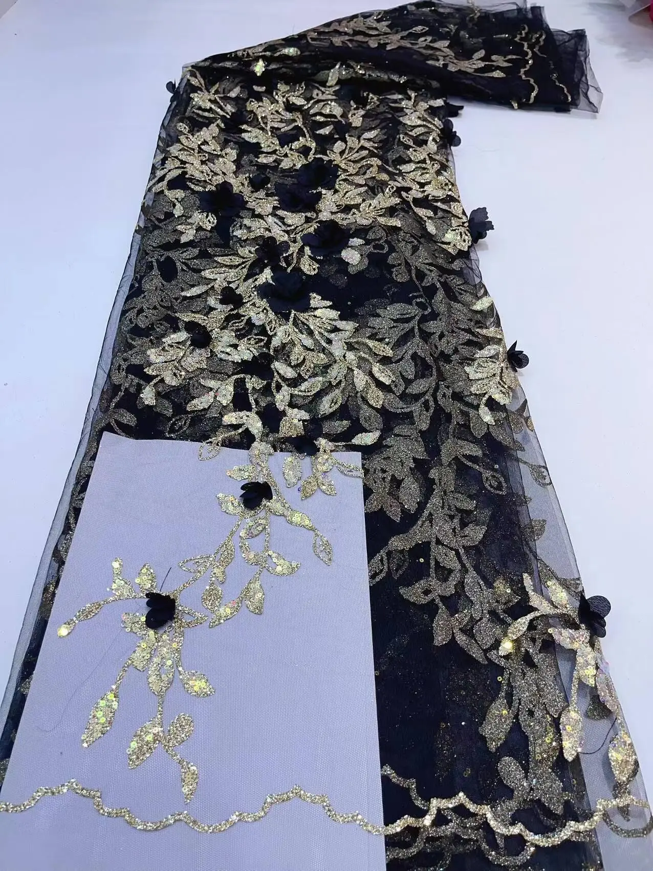 

French Tulle African Glitters Lace Fabric High Quality S-1306924 Embroidery Nigerian Wedding Lace Materials