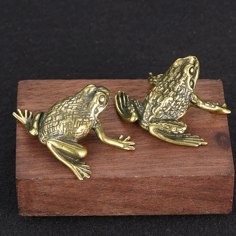 

Antique Solid Brass Lucky Rich Toads Frog Animal Statue Decor Tea Pet Bronze Ornaments Craft Collection NEW