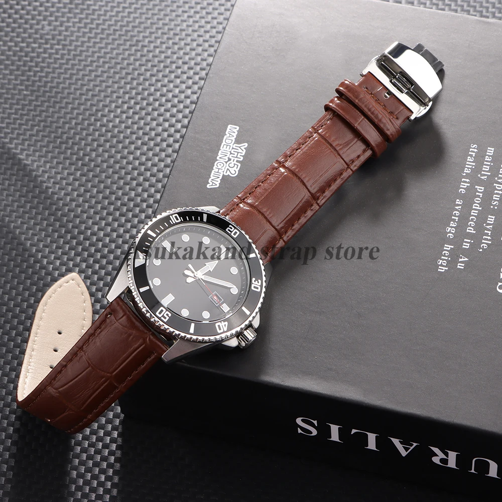 Elegant Leather Watch Strap with Quick Release and Butterfly Buckle - Premium Business Collection