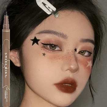 울트라 파인 리퀴드 아이 라이너 펜슬, 매트 블랙 브라운, 빠른 건조, 방수, 땀 방지 아이 라이너 펜, 지속적인 아이 뷰티 메이크업