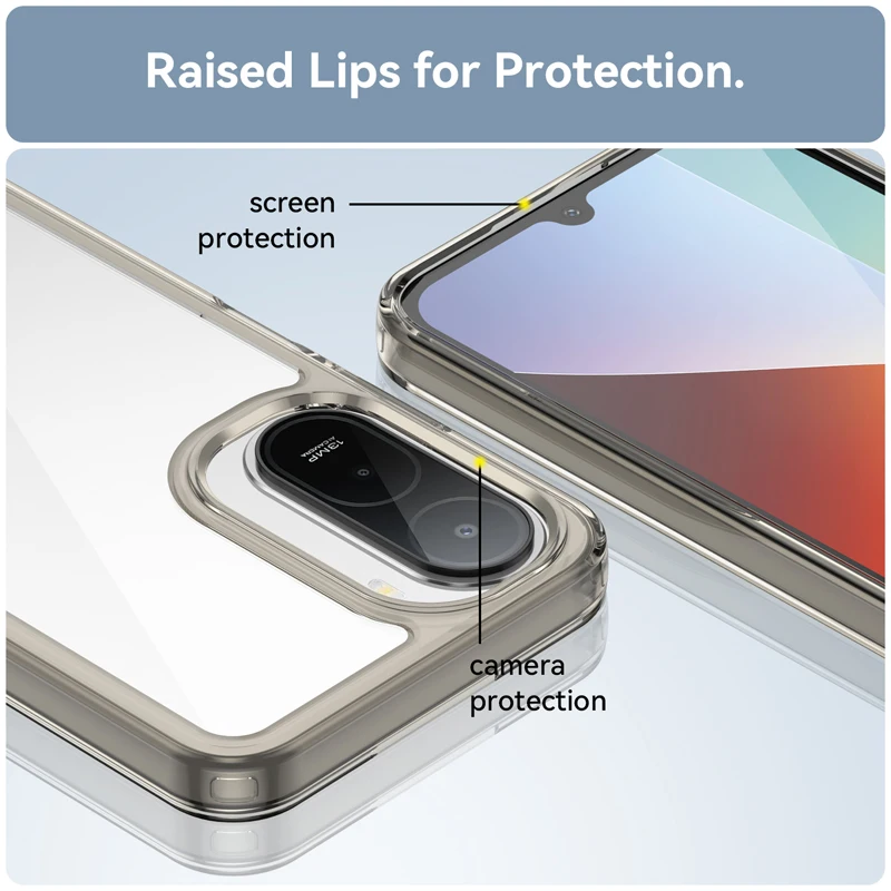 Clear Hard PC + Soft TPU Bumper Transparent Back Phone Cover