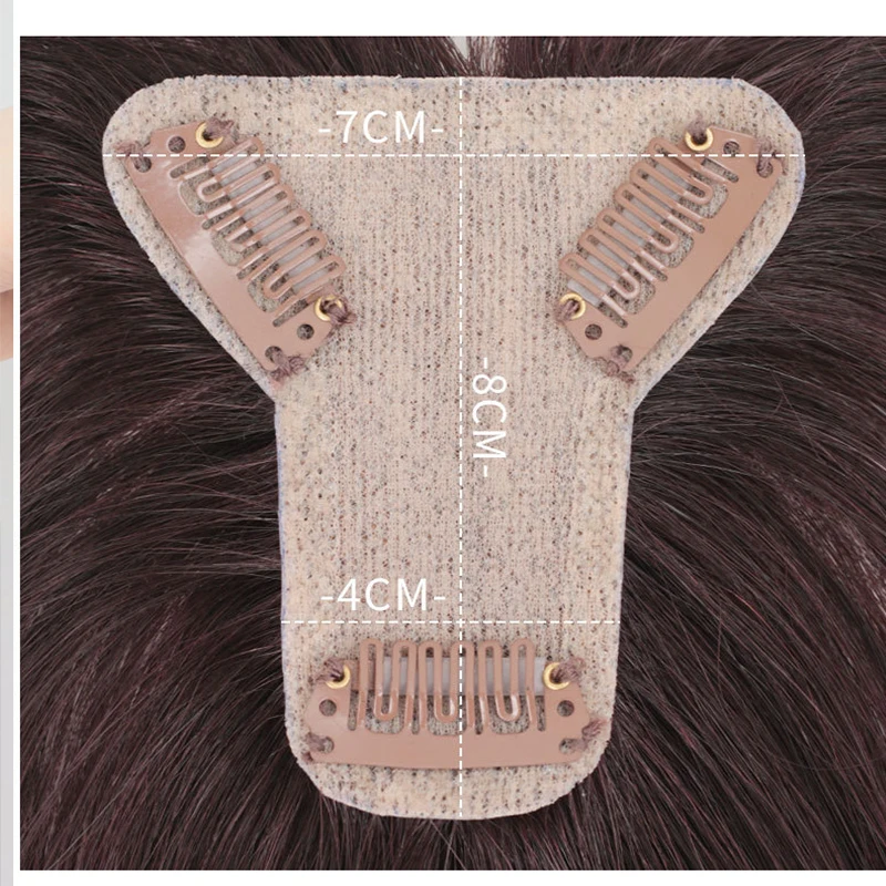 앞머리 있는 인모 Toupee 여성용 실크 탑 토퍼, 실크 베이스 교체, 천연 다크 브라운 색상, 30cm