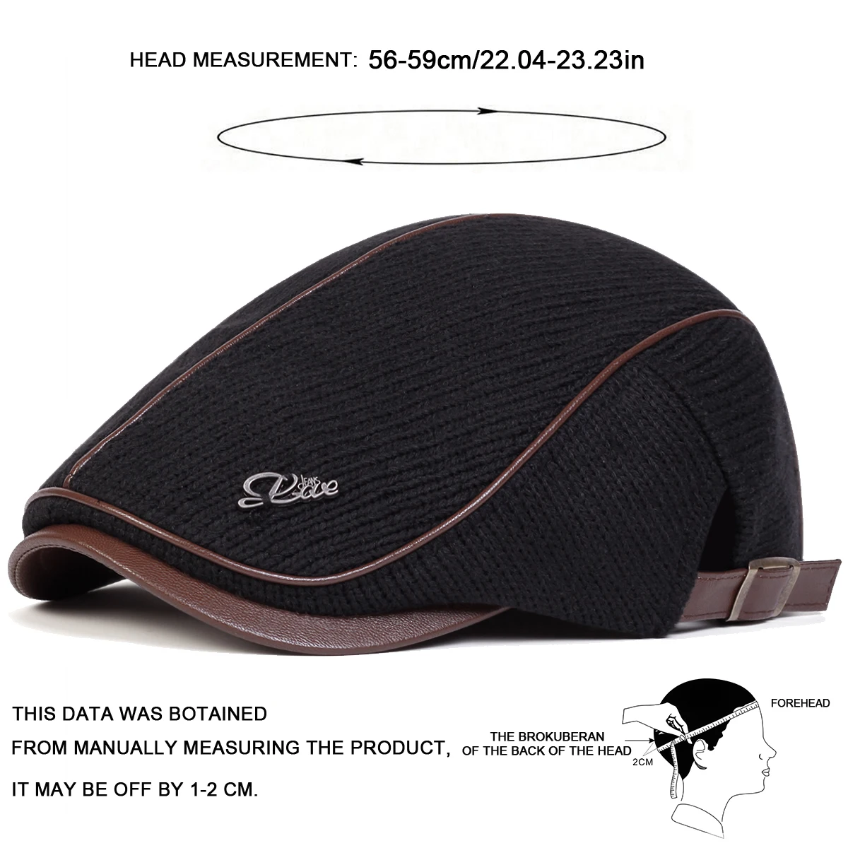 Herren Strickmützen mit Schriftzug, Britische Malermützen, Frühling und Herbst Verstellbare Flatcaps, Hip-Hop-Baskenmützen, Schirmmützen – Detail 9