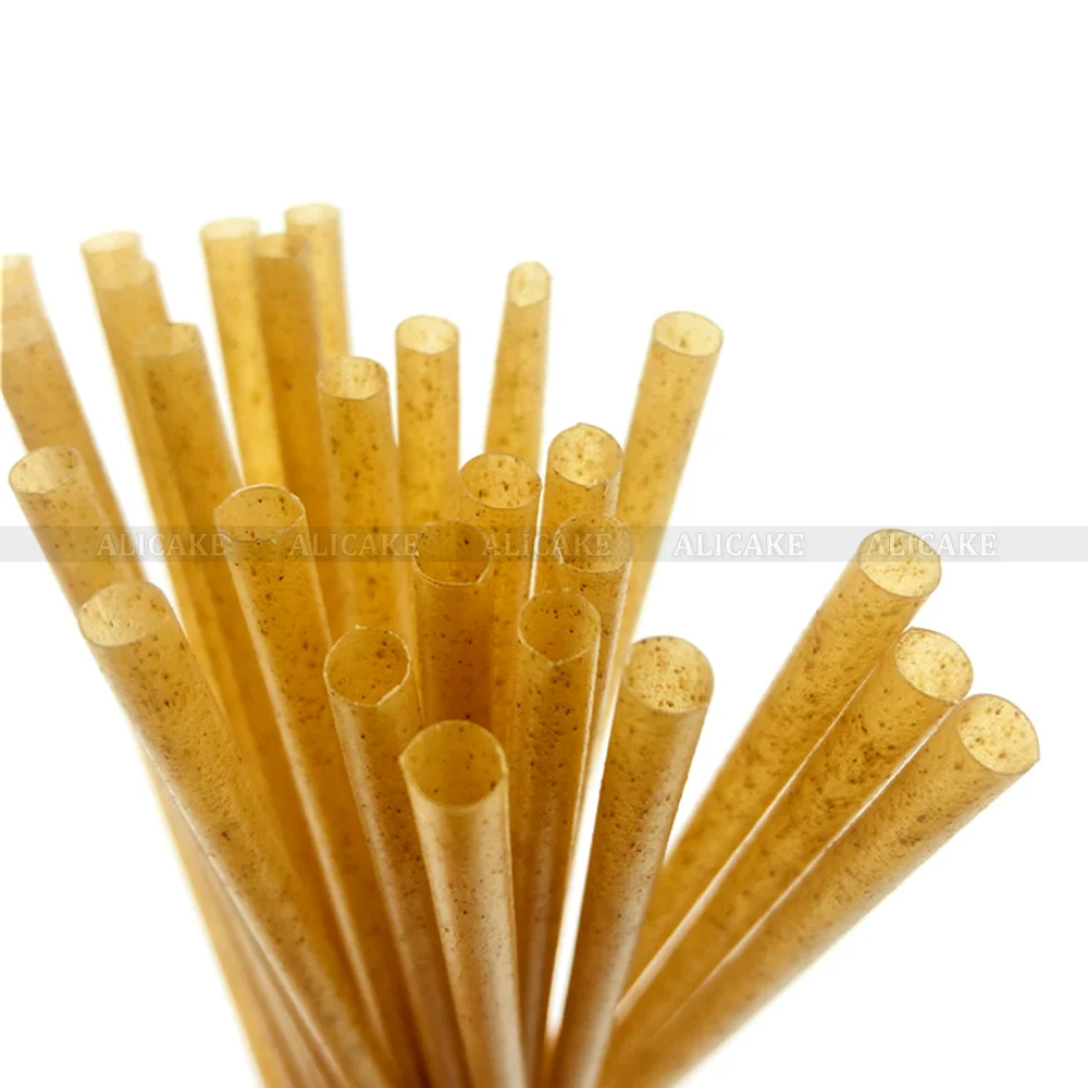 100pcs Disposable Straw Natural Sugar Cane Bagasse For Drinkware Bar
