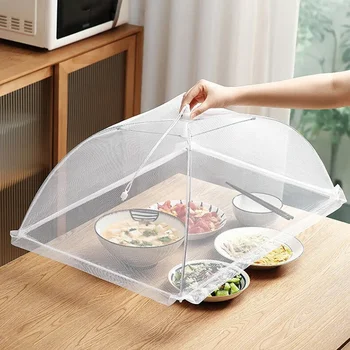 1PC Foldable Dining Table Cover Large Pop-up White Mesh Food Cover Tent Household Dining Table Cover Dust And Fly Proof New 1
