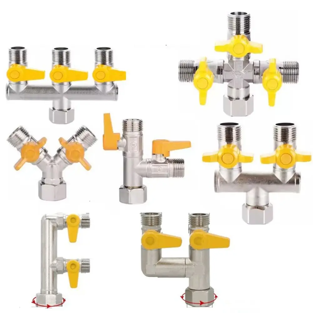 2/3 Switch Brass Diverter Valve 1/2" Hose Barb Thickened 3 Way Shut Off Valve Anti-leak Multi-purpose Hose Pipe Barb Fitting brass diverter valve
