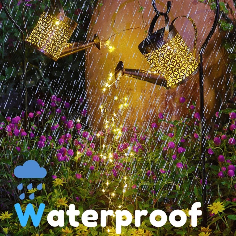 Solar Watering Can Light Hanging Kettle Lantern Light Waterproof Garden Decor Metal Retro Lamp for Outdoor Table Patio Lawn YarD solar bulb