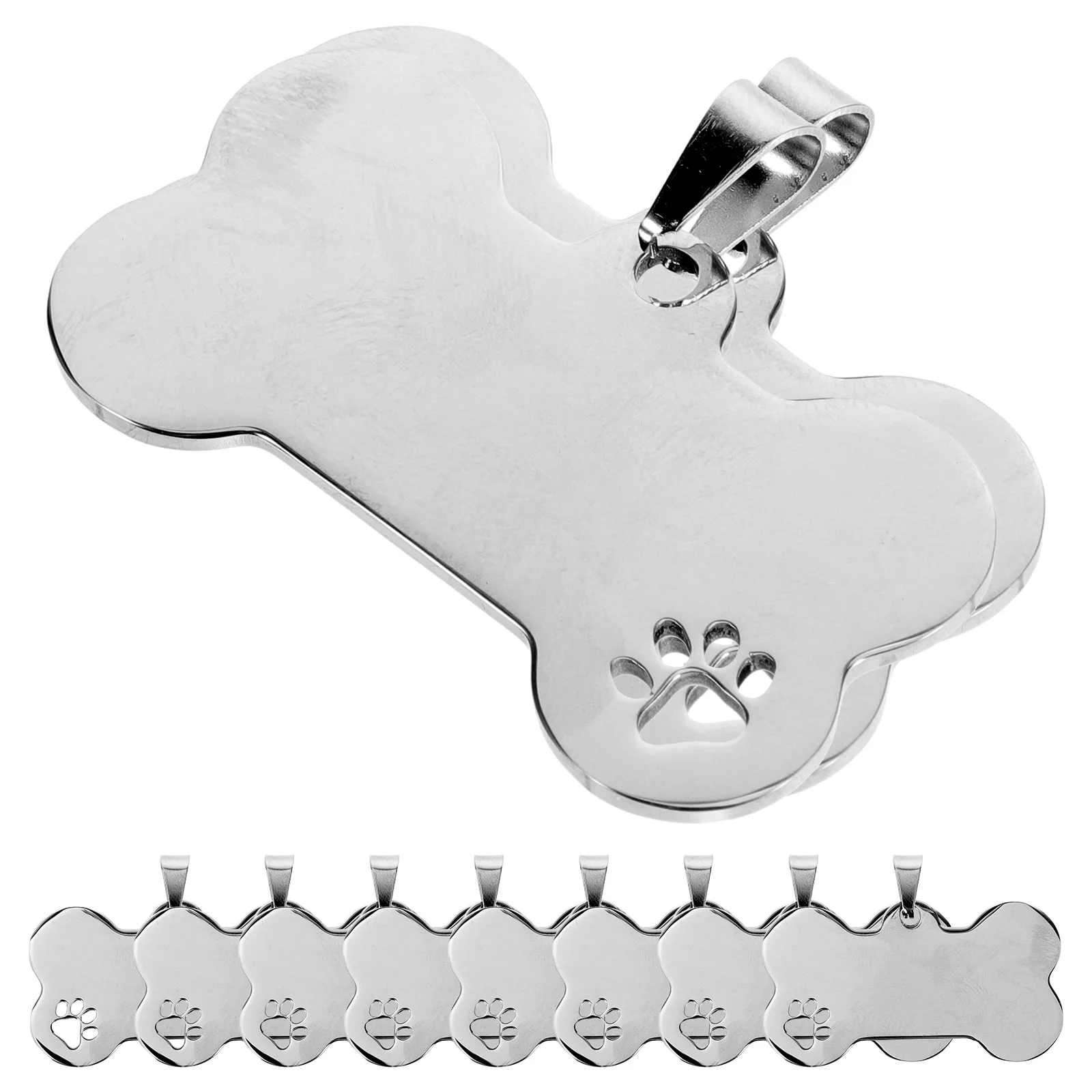 Dog Id Tag 10 Pcs Stainless Steel Dog Tags Personalized Engraved Pet Id Tags For Collars Harnesses Leads Bone Shape