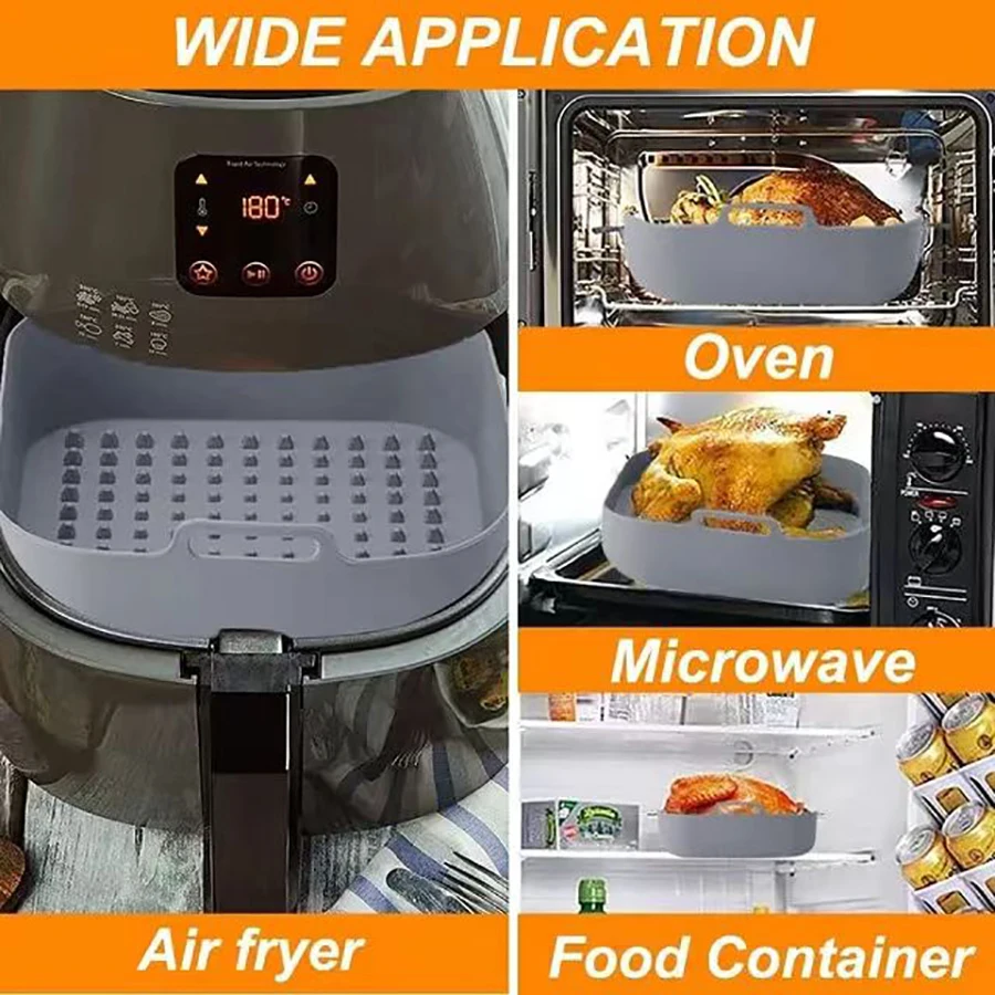 Teglia Silicone per Friggitrice ad Aria Calda - Grigio Alta Resistenza