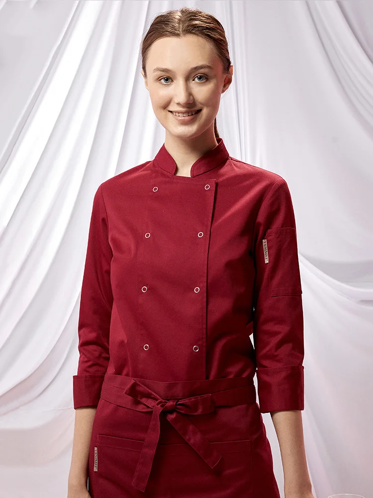 Hotel Female Chef Uniform Restaurant Waitress Jacket Catering Cook Cooking Coat Cafe Bakery Kitchen Waiter Work Costume Chef Uniform Waiter Work Uniform