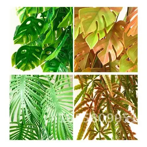 

Artificial Green Plant Turtle Leaves Wall Hanging Rattan Palm Leaf Flower Maple Leaf Wedding Garden Balcony Home Decoration 80cm