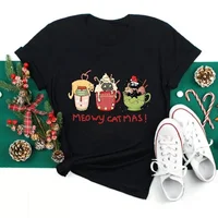 Plus Size Women's Christmas T-Shirt round Neck Short Sleeve New Year Fashion Merry Christmas Polyester Spandex Street Style