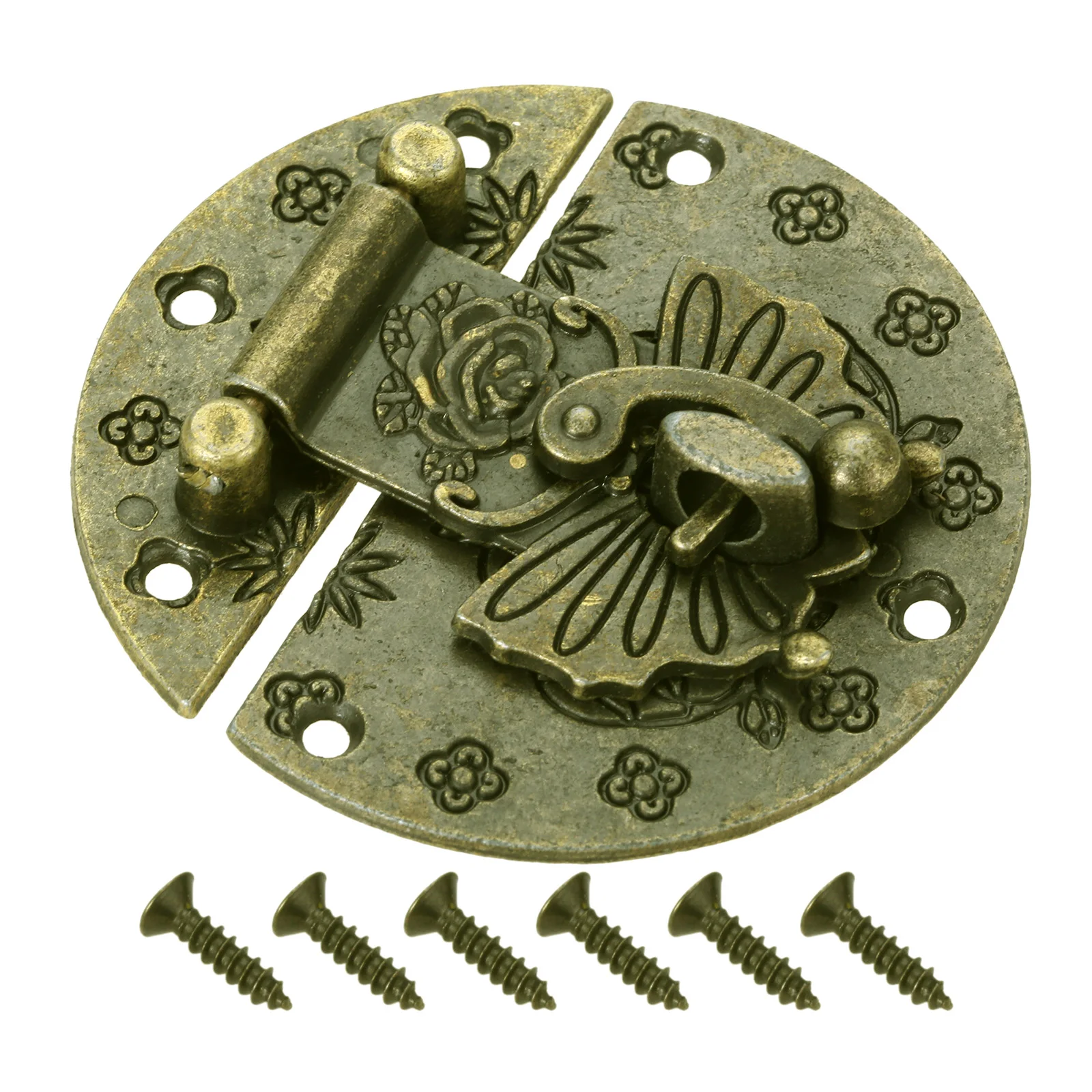 dophee 1 set Butterfly Case Hasp Hardware Accessories Lock Set Jewelry Box Furniture Locking Latch Hinges Wooden 58MM