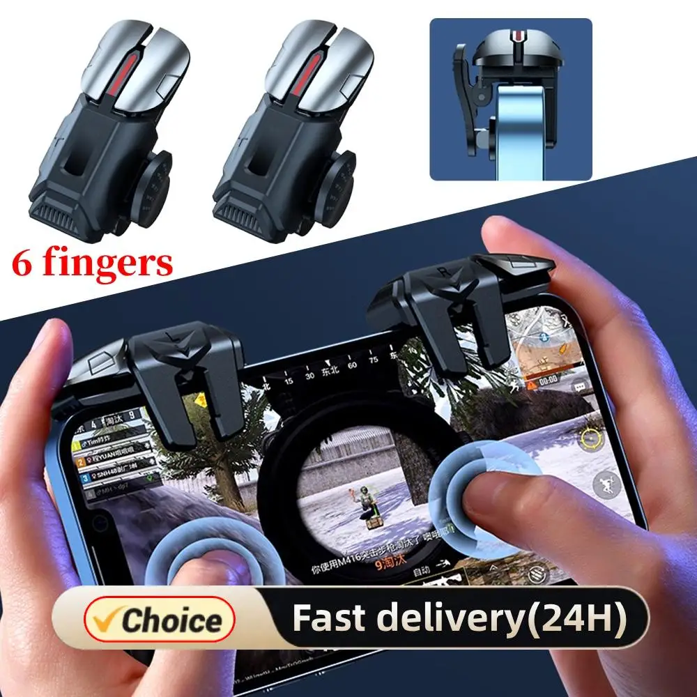 Enhanced Mobile Game Controller - 6-Finger Gamepad with Joystick and Fire Trigger Buttons