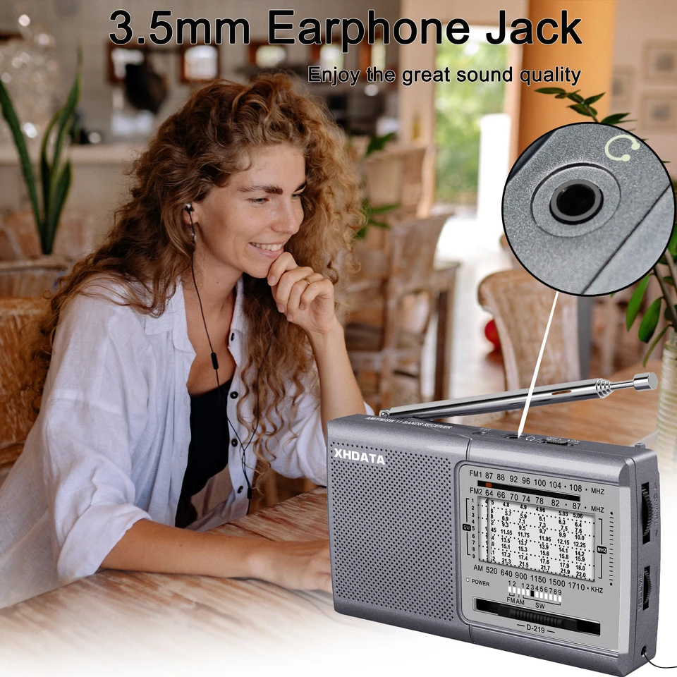 XHDATA D-219 Portable Radio FM AM SW1-9 11 Bands Radio Receiver