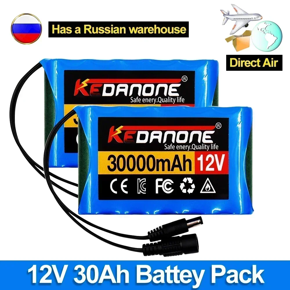 

Air Shipping Rechargeable Battery 12V 30000mah Lithium Battery Pack Capacity DC 12.6V 30Ah CCTV Camera Monitor with Charger