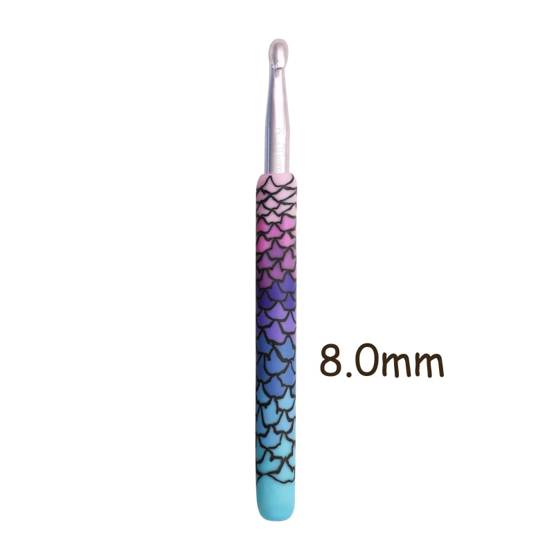 Hot 1 pcs Purple Mermaid Crochet Hook Aluminum Head DIY Handmade Craft Yarn Crochet Needle Crochet Supplies 2.25mm-8.0mm
