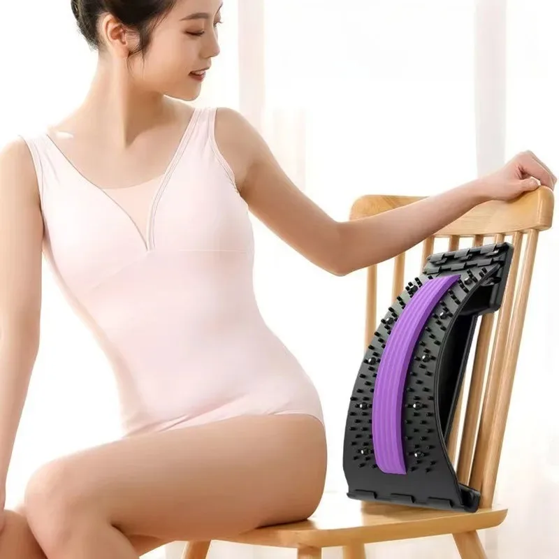 Home Back and Lumbar Stretching Device Yoga Fitness Waist Stretching Massager Back Exercise Traction Back Opening Device