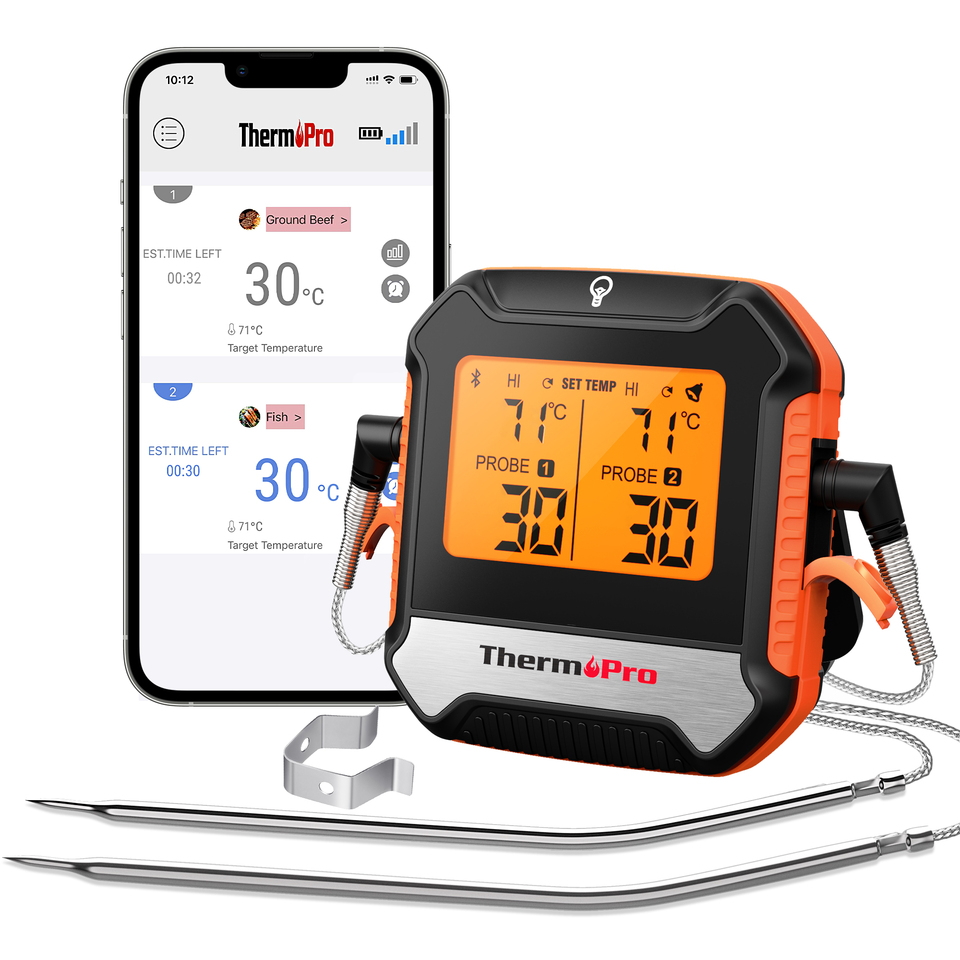 ThermoPro TP904 Bluetooth-connected APP Wireless 135M Dual Probes Digital Meat Thermometer, Kitchen Thermometer with Alarm Timer