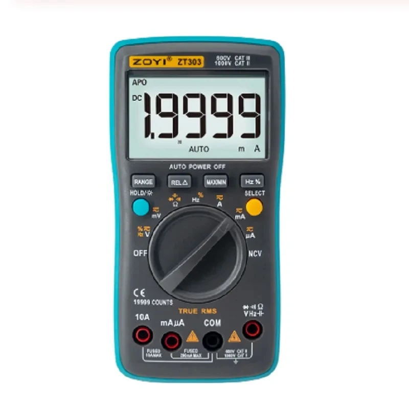 

Цифровой мультиметр ZOYI ZT301 ZT302 ZT303, 19999 отсчетов, оригинальное среднеквадратичное значение, внешний амперметр напряжения постоянного и переменного тока, Ток Ом, автоматический/ручной тестер