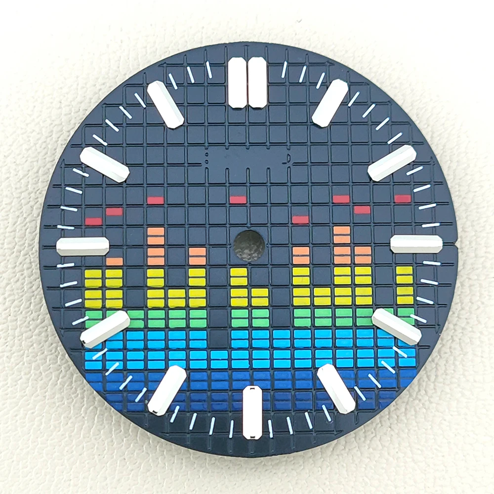 Vibrant 28.5mm Music-Inspired Dial with Green Luminous Accents - Set of 6 Colors