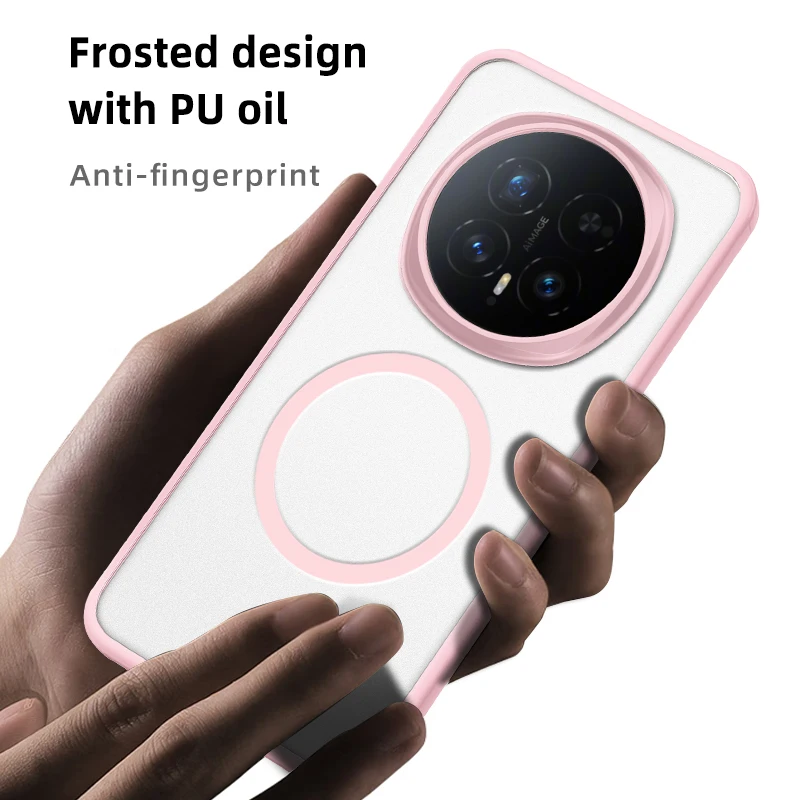 Magnetic Translucent Matte Hard PC Shockproof Case - Semitransparent Back Cover