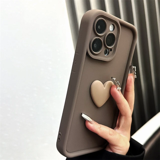 Cute INS 3D Love Heart Silicone iPhone Case